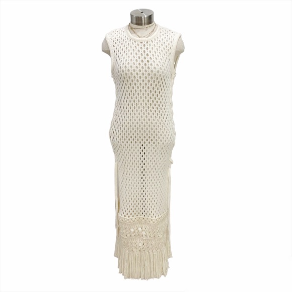 SEA NEW YORK Jesse Knit Crochet Fringe Wool Dress Size XS - Picture 6 of 12